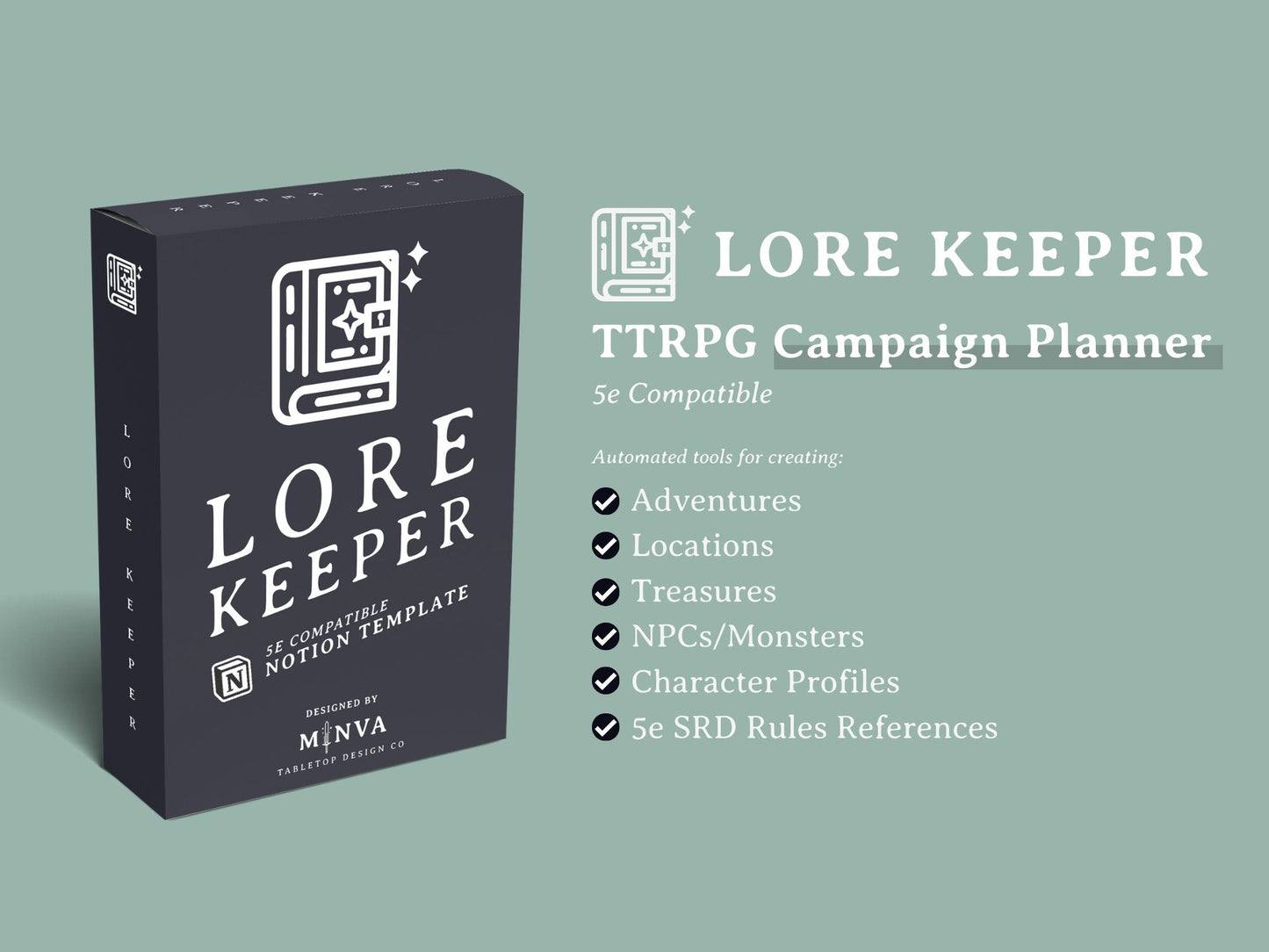Lore Keeper D&D 5e Campaign Planner for Notion - Digital Only