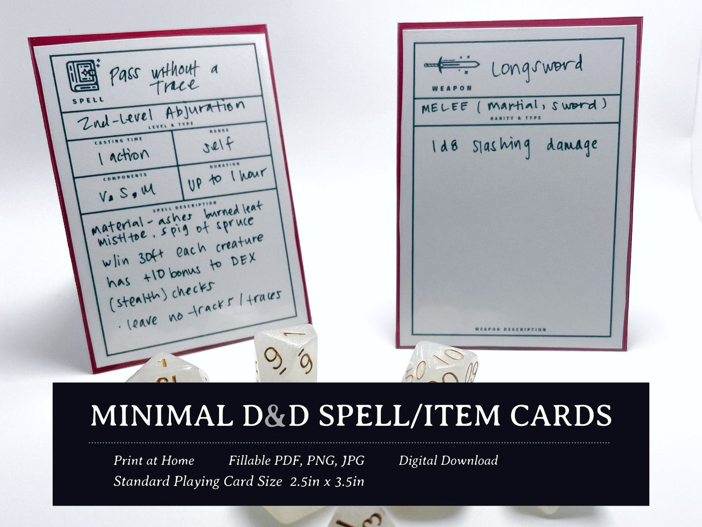 Minimal Spell and Item Cards (5e) - Digital Only
