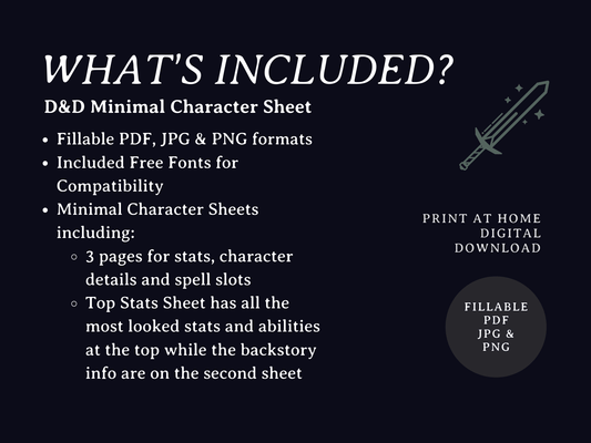 Minimal 5e Character Sheet - Digital Only.