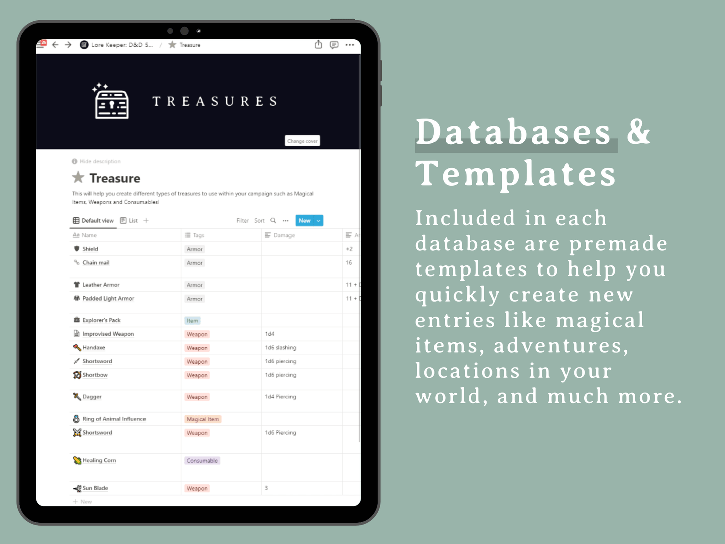 Lore Keeper D&D 5e Campaign Planner for Notion - Digital Only
