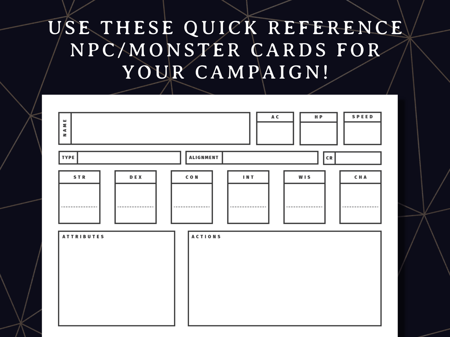 NPC and Monster Cards (5e) - Digital Only