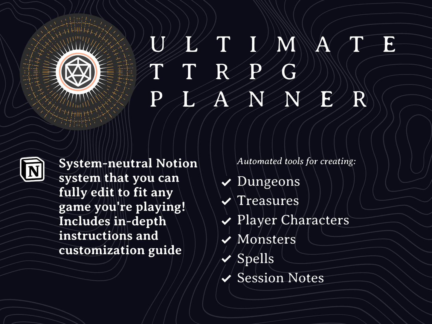 Ultimate TTRPG Planner: Notion Template - Digital Only