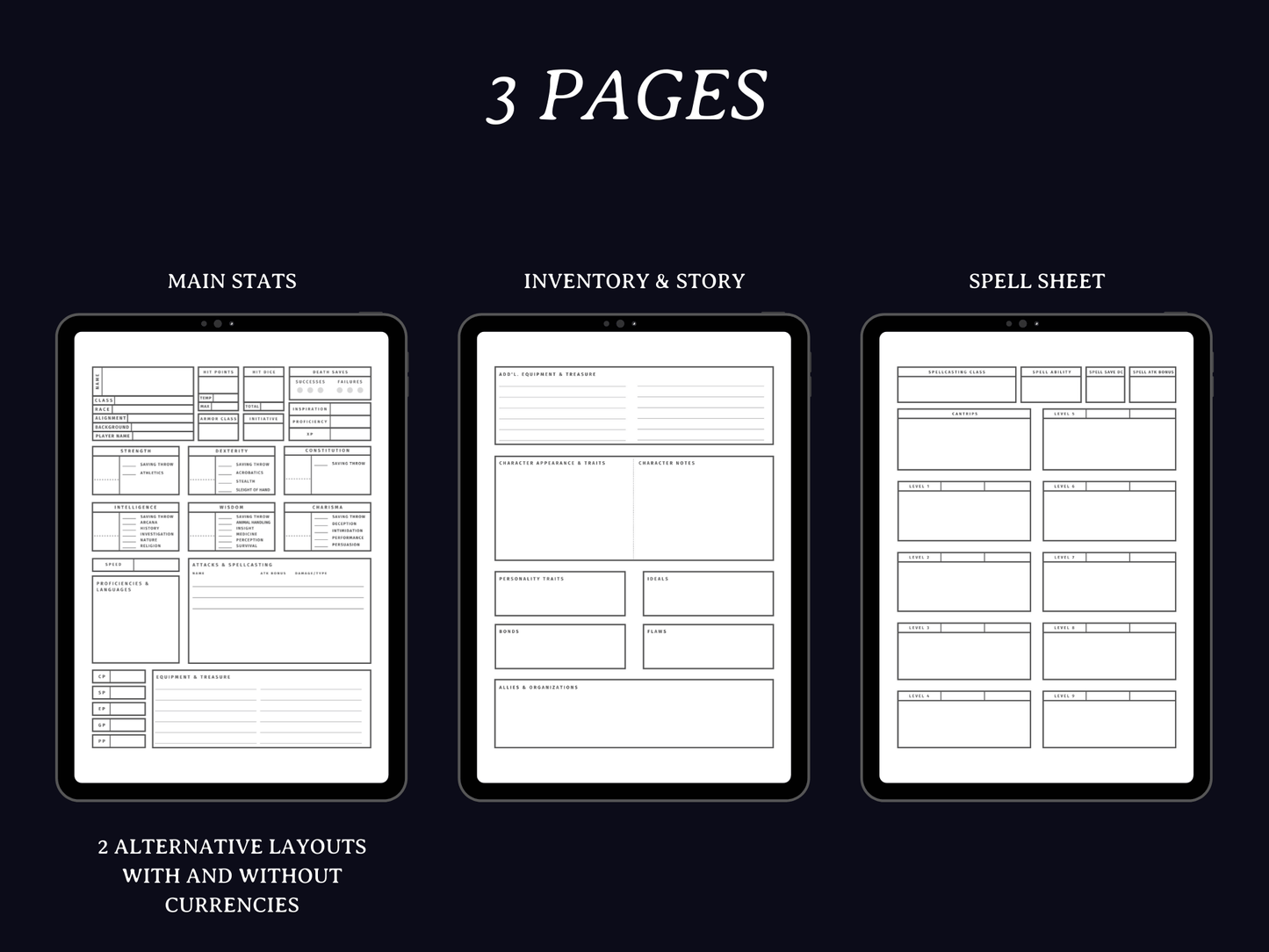 Minimal 5e Character Sheet - Digital Only