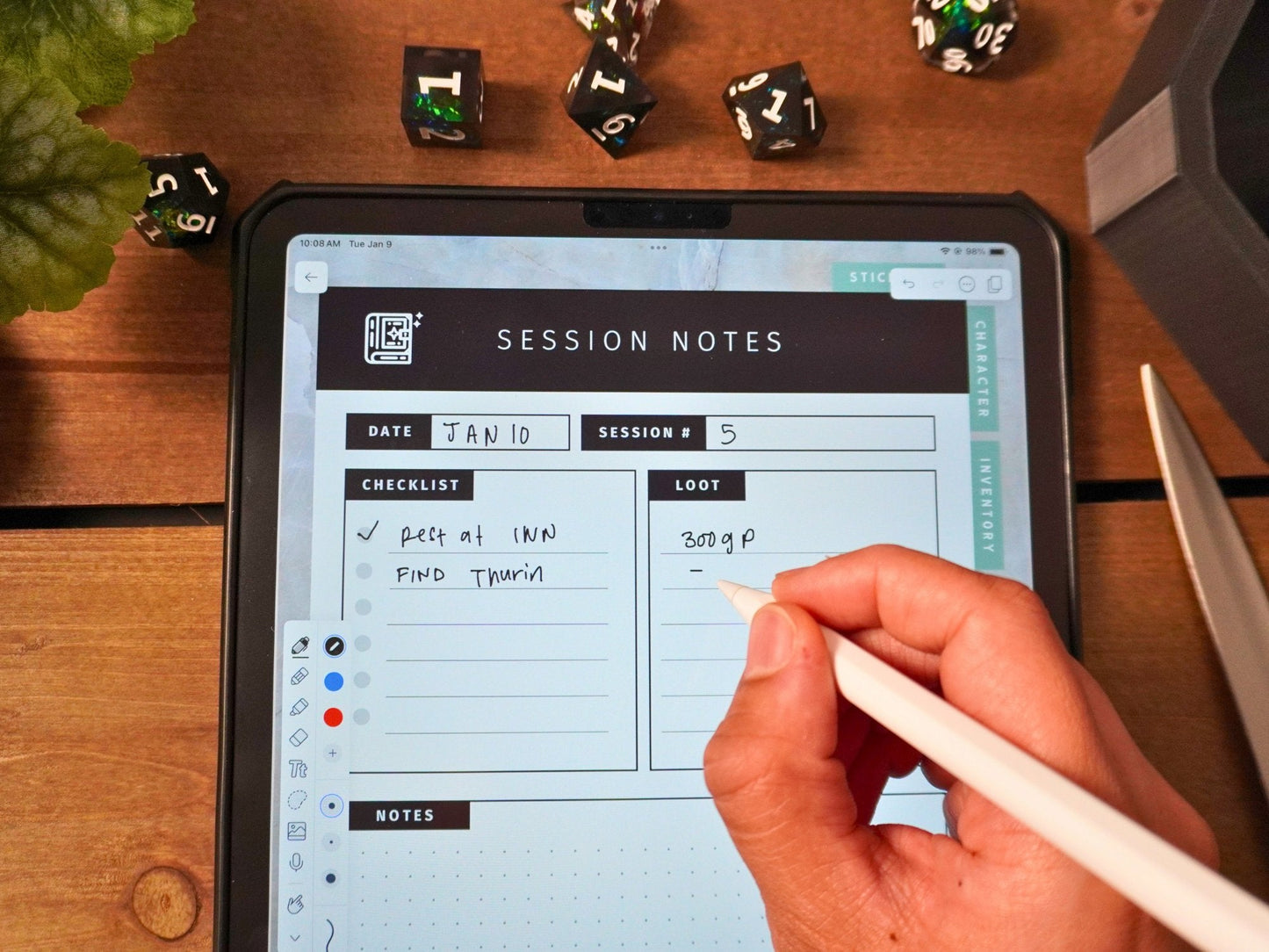 5e D&D Character Journal for Tablets Record of Adventure - Digital Only