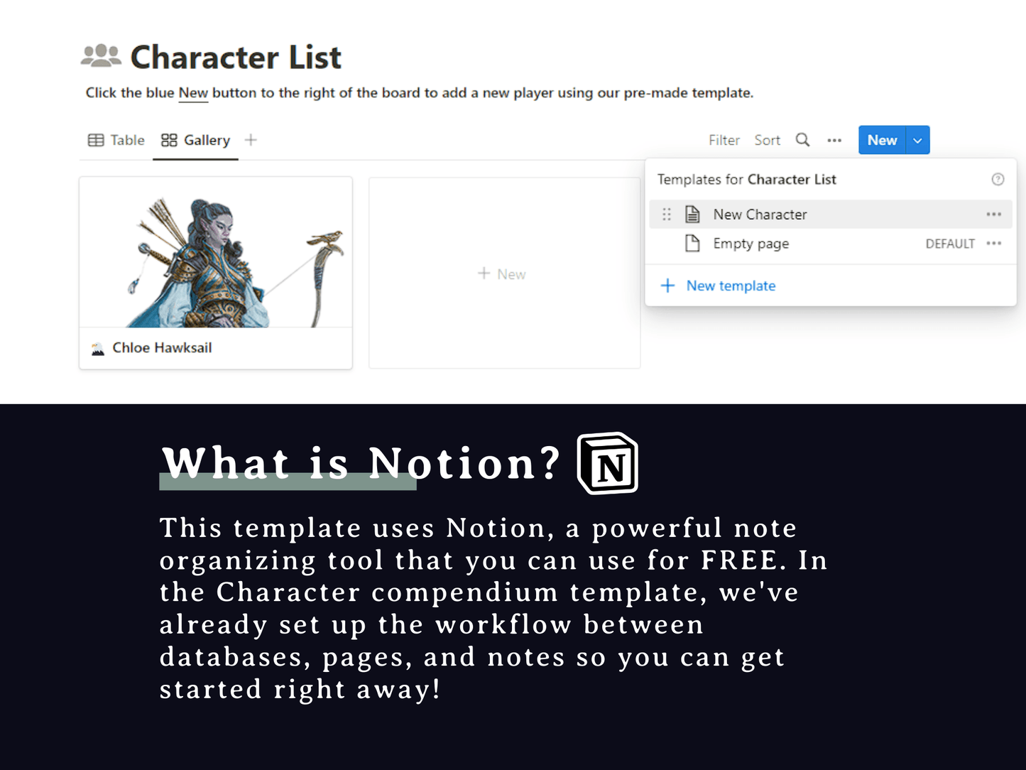 Character Compendium 5e Notion Template - Digital Only