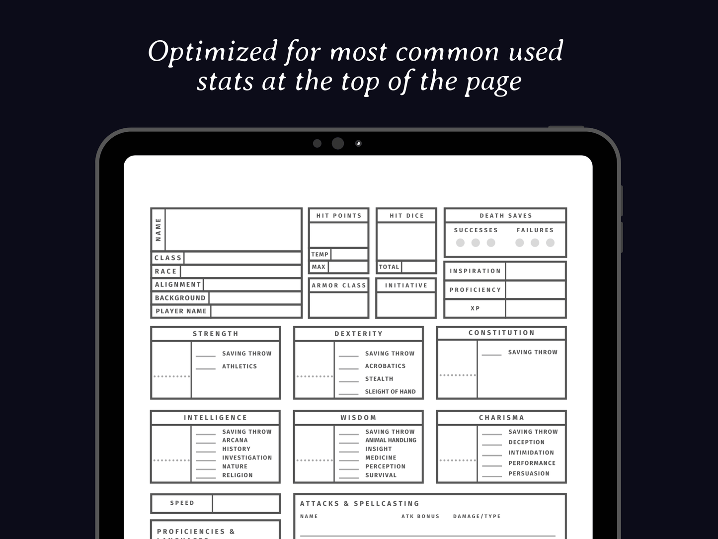 Minimal 5e Character Sheet - Digital Only