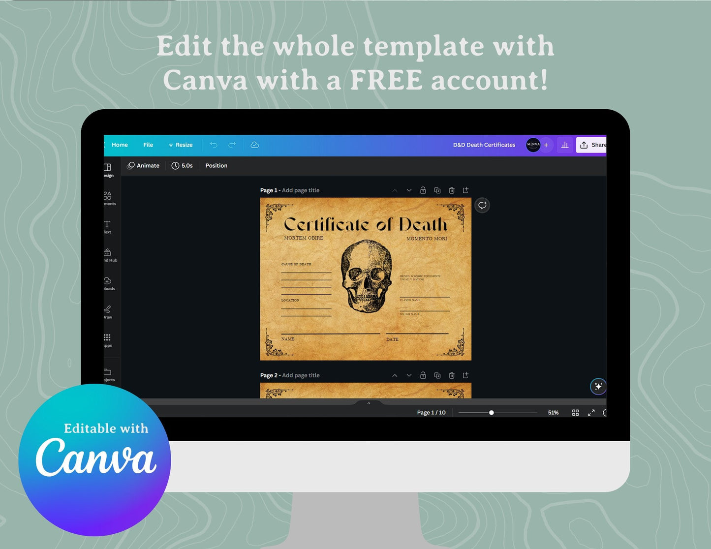 Character Death Certificates - Digital Only