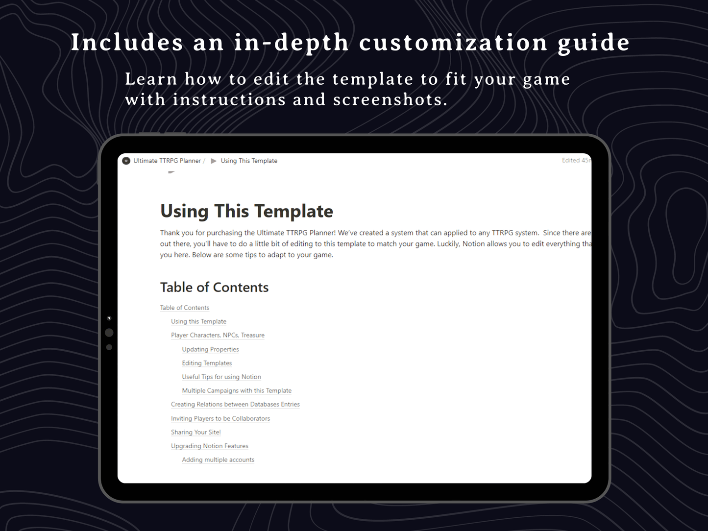 Ultimate TTRPG Planner: Notion Template - Digital Only