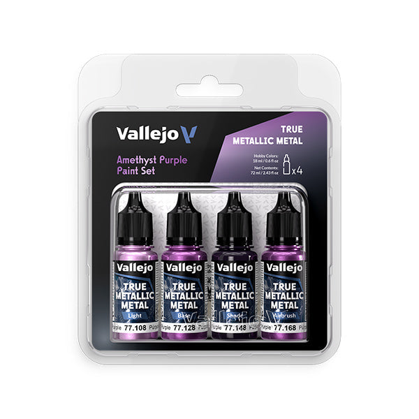 Vallejo True Metallic Metal Set: Amethyst Purple (4 Color Set) 18 ml.