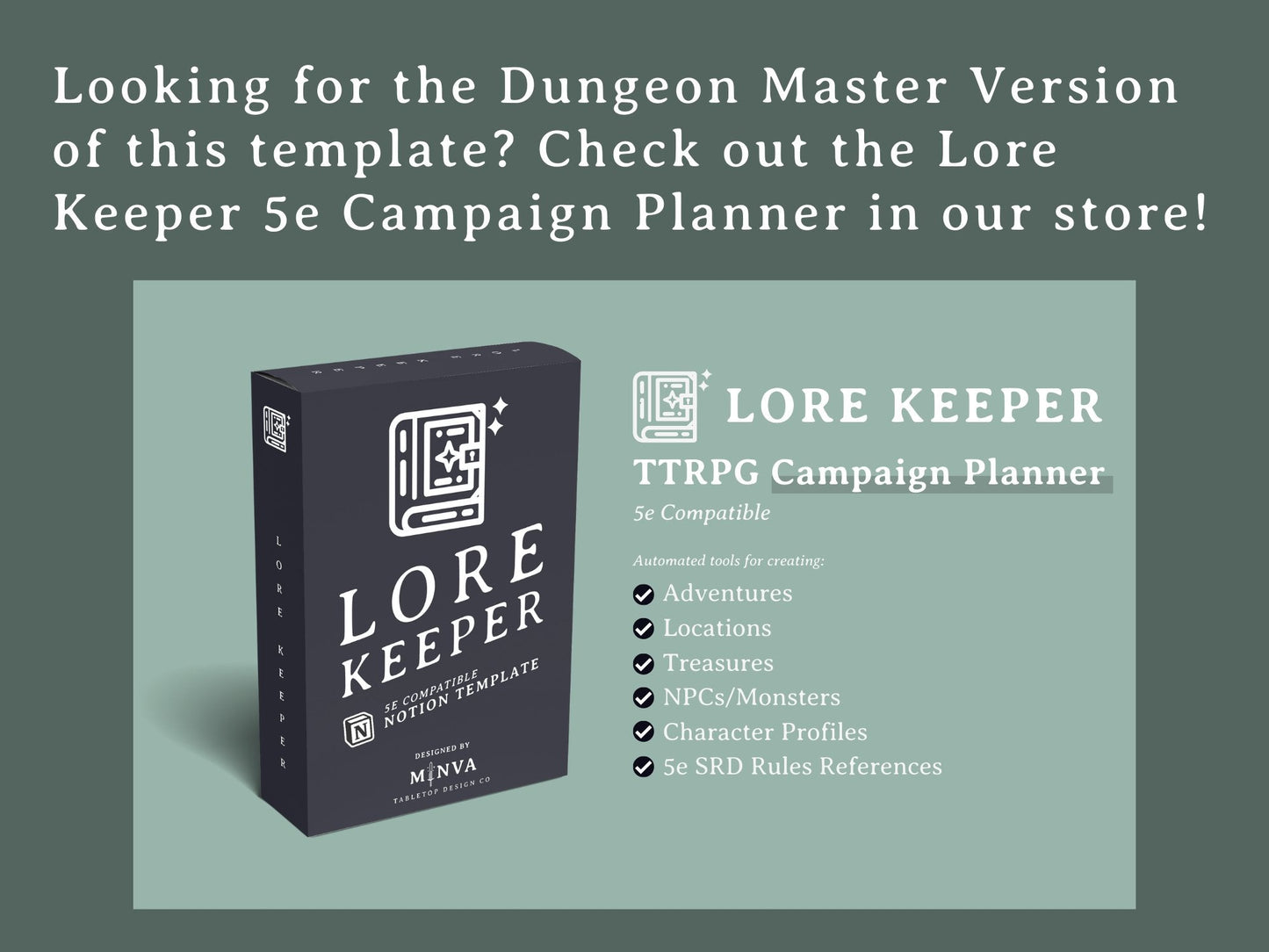 Character Compendium 5e Notion Template - Digital Only