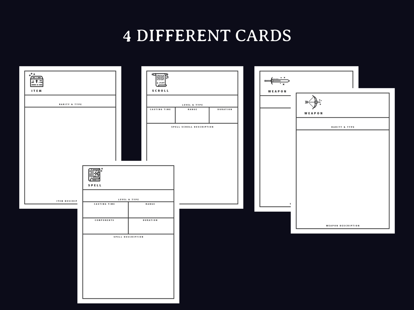 Minimal Spell and Item Cards (5e) - Digital Only