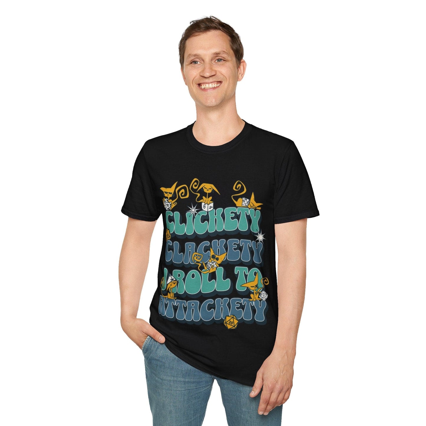 Clickety Clackety I Roll To Attackety Cat Dice T-Shirt