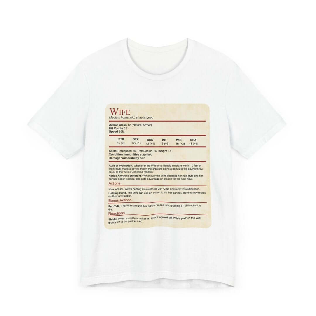 DnD Wife Stat Block T-Shirt