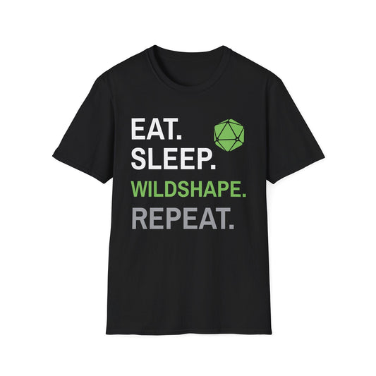 Druid Class T-Shirt – 'Eat, Sleep, Wildshape, Repeat'