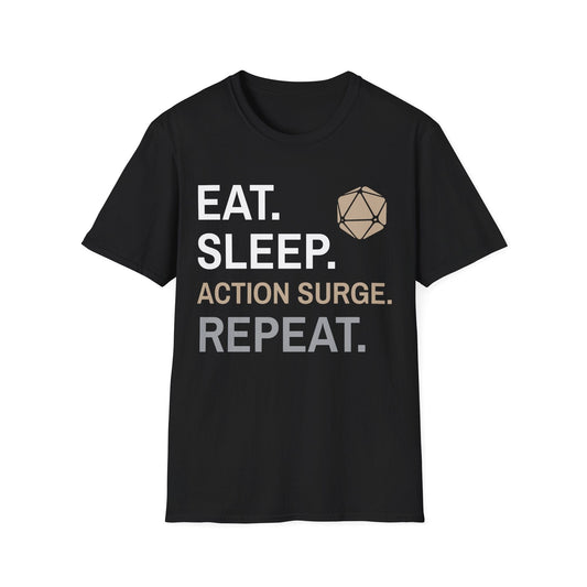 Fighter Class T-Shirt – 'Eat, Sleep, Action Surge, Repeat'