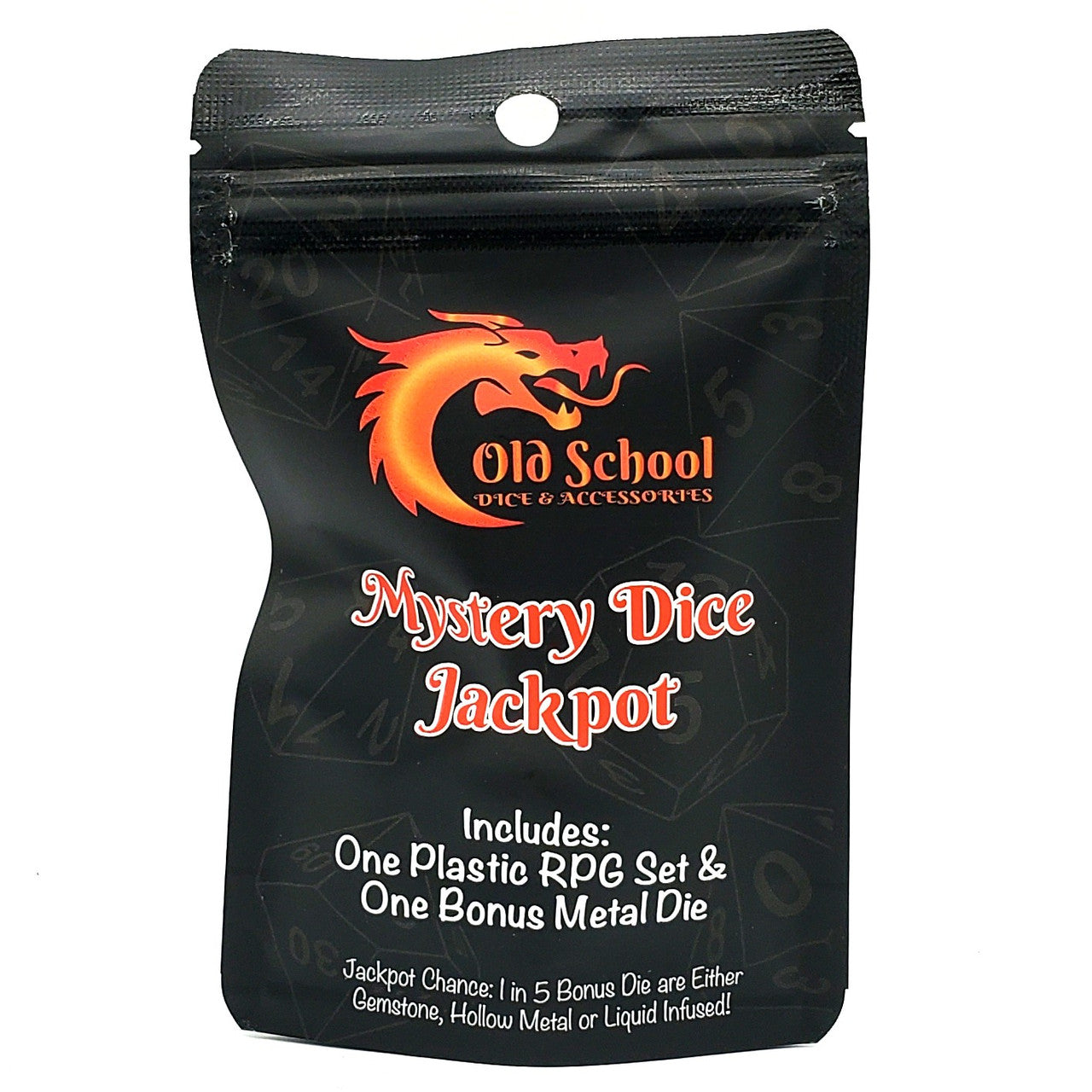 Old School Dice: Mystery Dice 7-Piece Acrylic Set w/ Bonus Metal Die