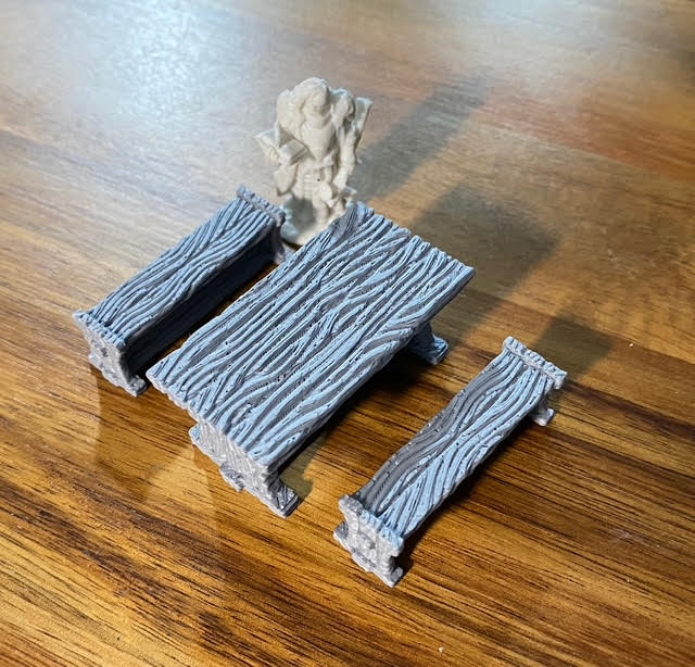 Drunken Imp Inn - Long Table and benches