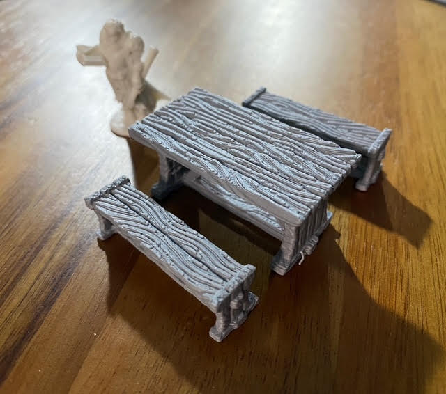 Drunken Imp Inn - Long Table and benches