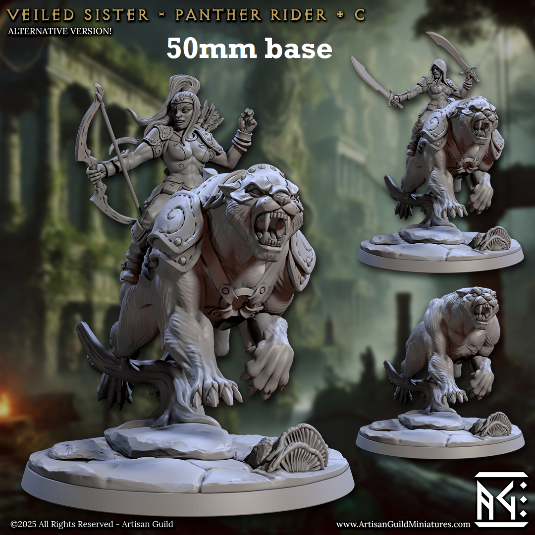 Veiled Sister Panther Rider: Sculpt C (Female Human Ranger / Fighter Cavalry Unit)