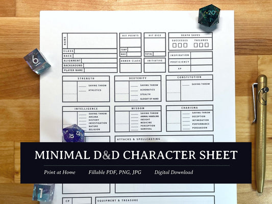 Minimal 5e Character Sheet - Digital Only