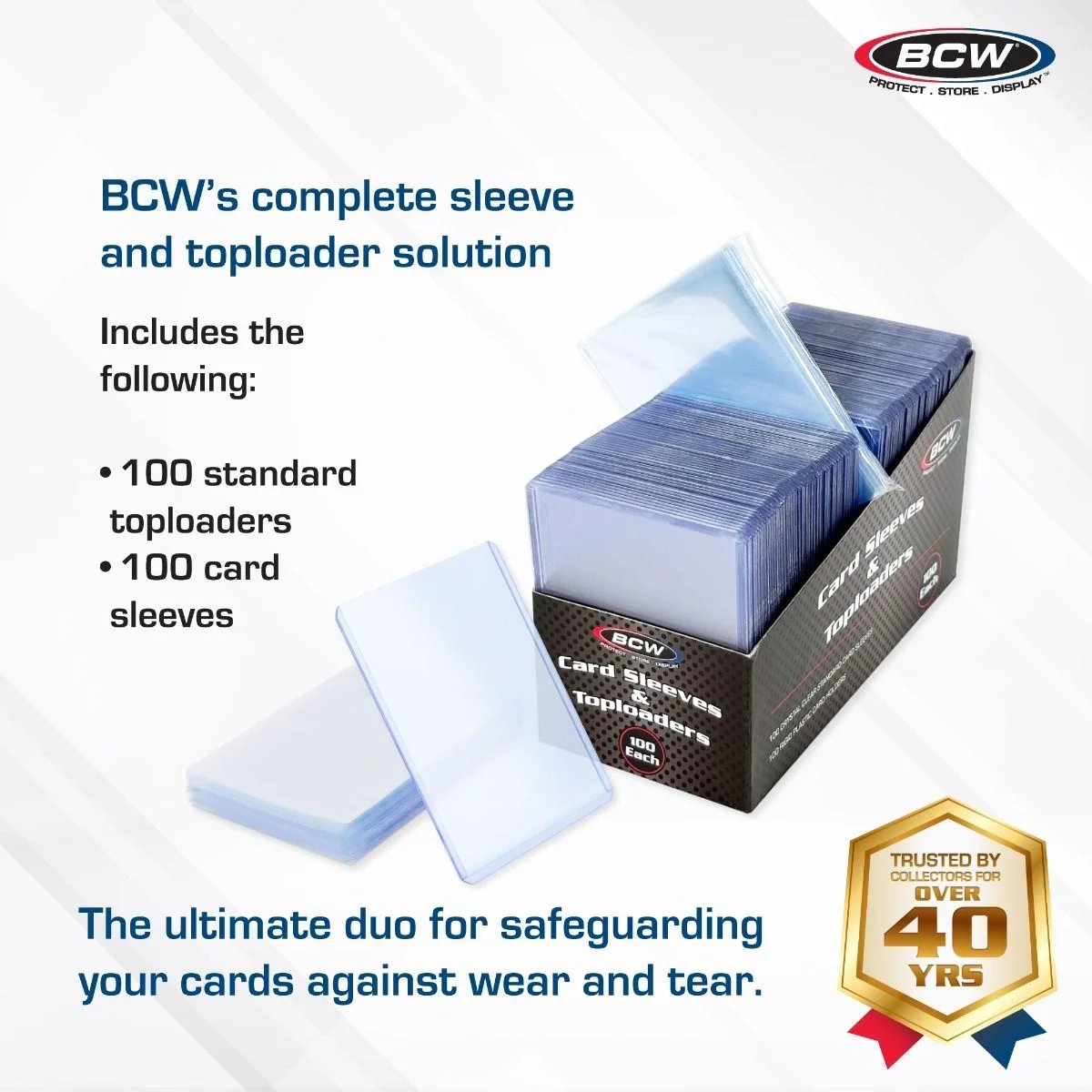 100 ea 3x4 Toploader Card Holder and Penny Sleeves