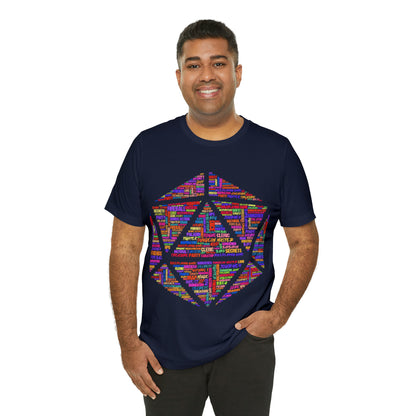 D20 Fantasy Roleplaying Word Cloud T-shirt (Unisex Jersey Short Sleeve)