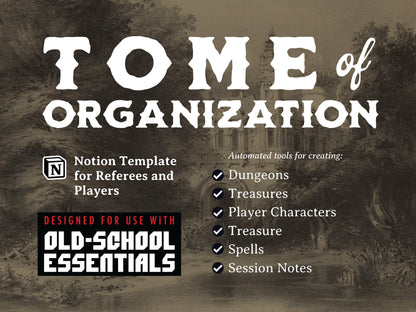 Tome of Organization Notion Template: Designed for Old-School Essentials - Digital Only