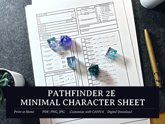 Pathfinder 2e Minimal Character Sheet - Digital Only
