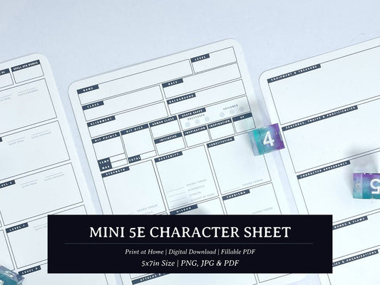 Mini 5e Character Sheets - Digital Only