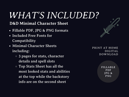 Minimal 5e Character Sheet - Digital Only