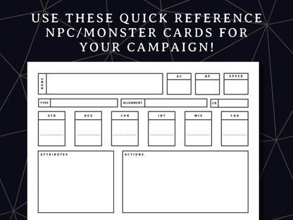 NPC and Monster Cards (5e) - Digital Only