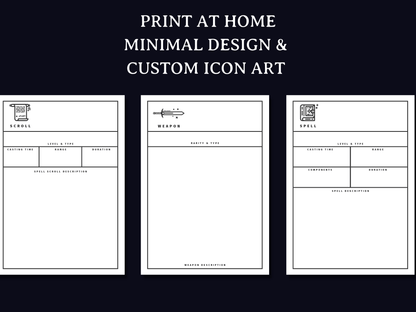 Minimal Spell and Item Cards (5e) - Digital Only