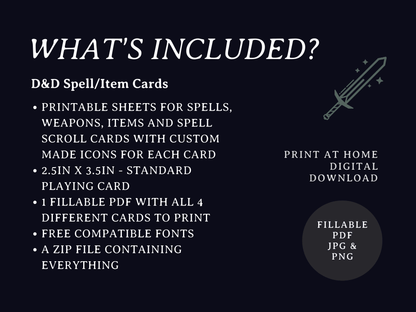 Minimal Spell and Item Cards (5e) - Digital Only