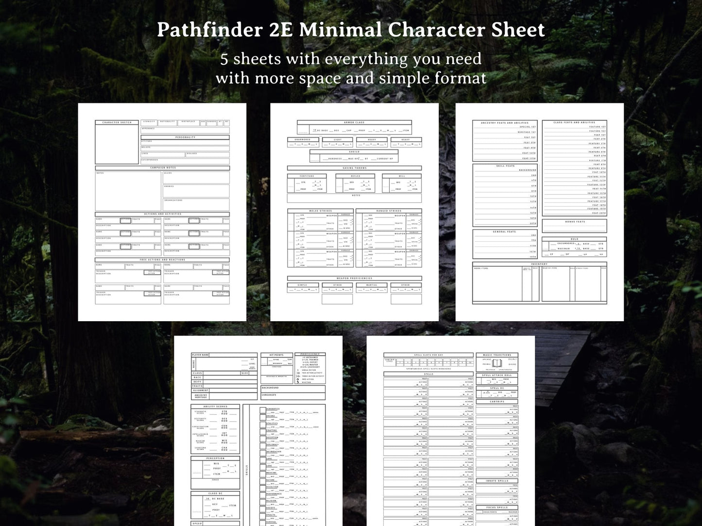 Pathfinder 2e Minimal Character Sheet - Digital Only