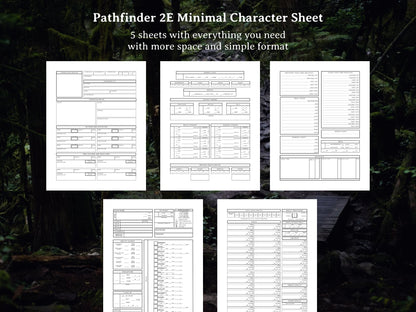Pathfinder 2e Minimal Character Sheet - Digital Only