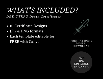 Character Death Certificates - Digital Only