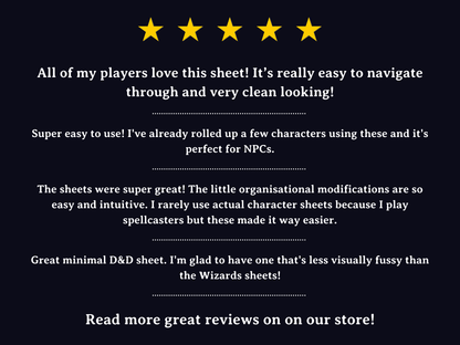 Mini 5e Character Sheets - Digital Only