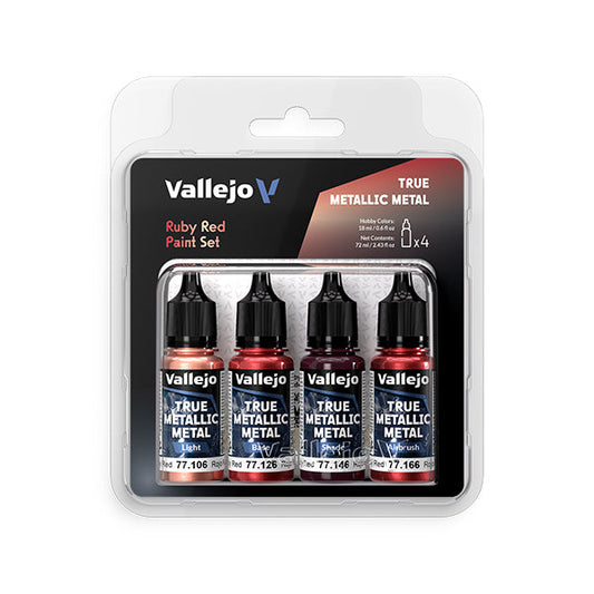 Vallejo True Metallic Metal Set: Ruby Red (4 Color Set) 18 ml.