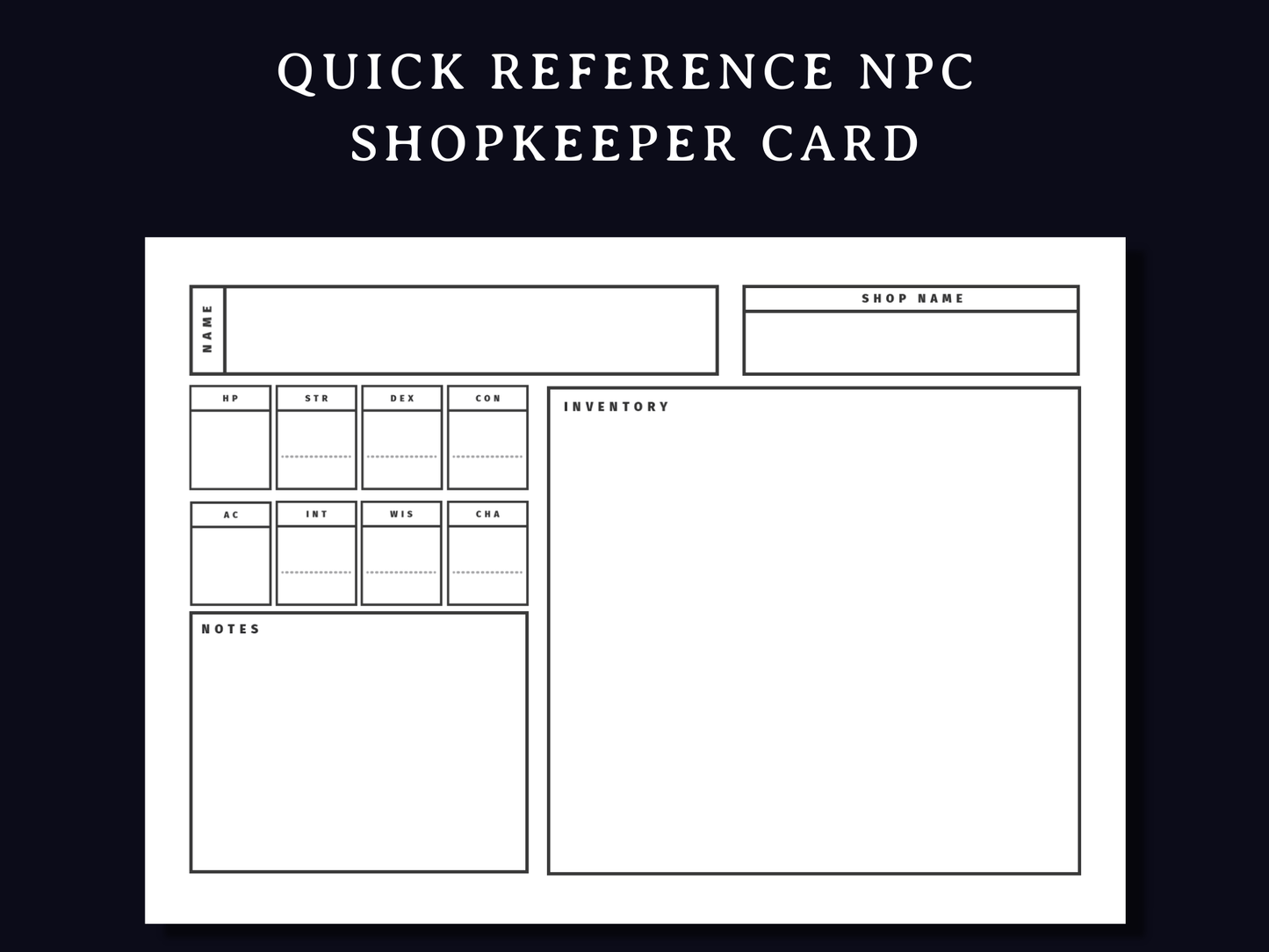 NPC and Monster Cards (5e) - Digital Only