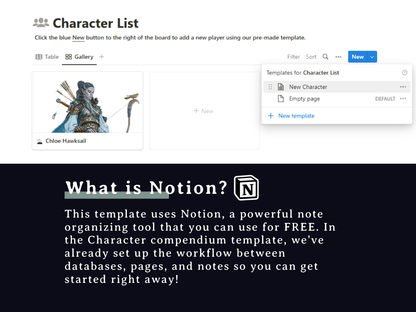 Character Compendium 5e Notion Template - Digital Only