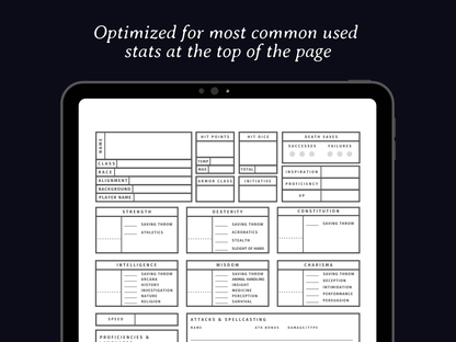 Minimal 5e Character Sheet - Digital Only