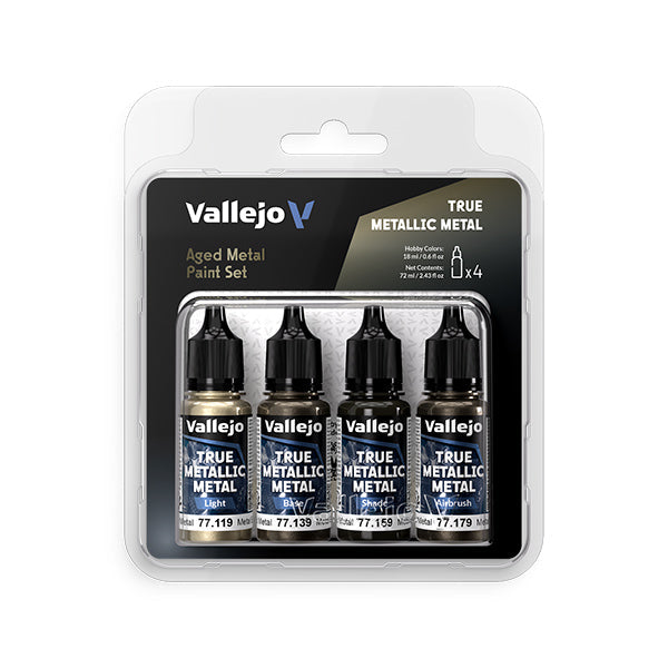 Vallejo True Metallic Metal Set: Aged Metal (4 Color Set) 18 ml.