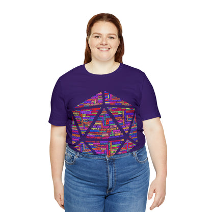 D20 Fantasy Roleplaying Word Cloud T-shirt (Unisex Jersey Short Sleeve)