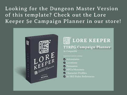 Character Compendium 5e Notion Template - Digital Only