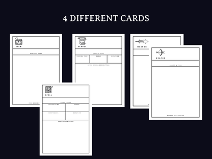 Minimal Spell and Item Cards (5e) - Digital Only