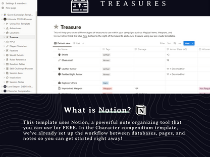 Ultimate TTRPG Planner: Notion Template - Digital Only