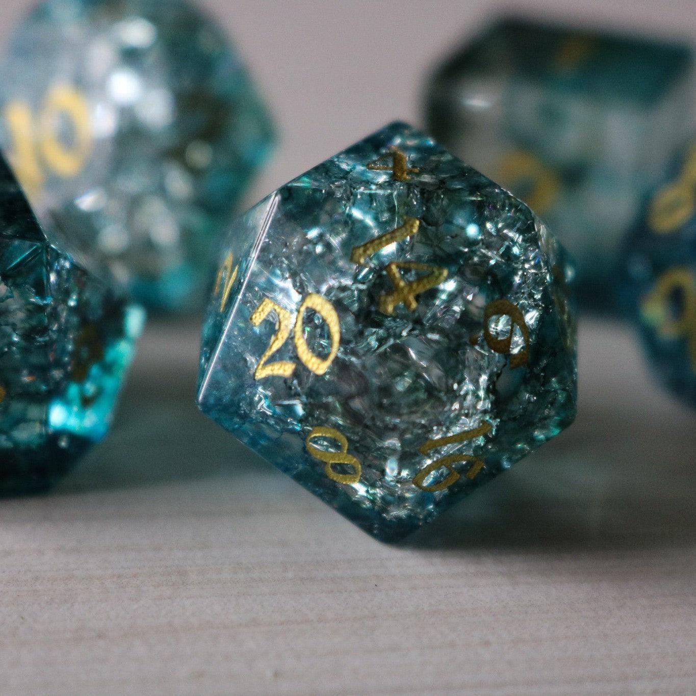 Dark Waters Forge Fire Glass Blue DND Dice Set