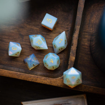 Gemstone Opalite Elven Cut DND Dice Set