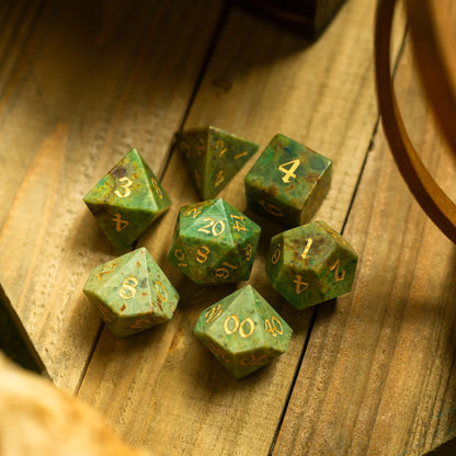 Gemstone Azurite Hand Carved DND Dice Set
