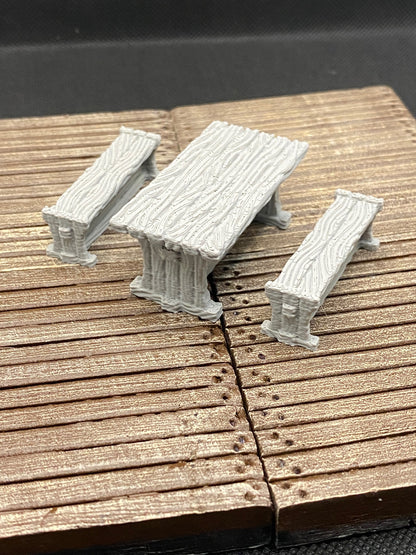 Drunken Imp Inn - Long Table and benches